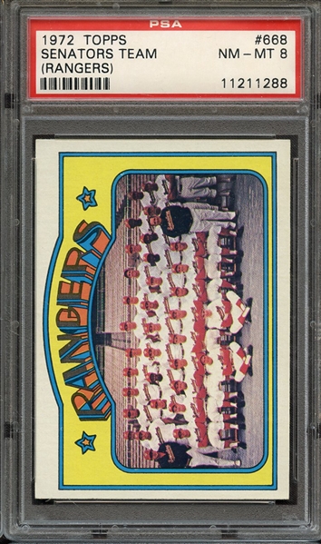 1972 TOPPS 668 RANGERS TEAM PSA NM-MT 8