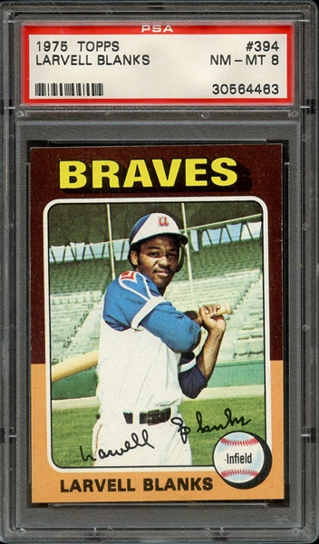 1975 TOPPS 394 LARVELL BLANKS PSA NM-MT 8