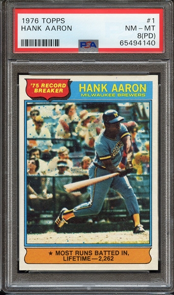 1976 TOPPS 1 HANK AARON PSA NM-MT 8 (PD)