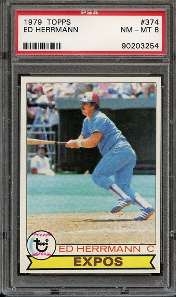 1979 TOPPS 374 ED HERRMANN PSA NM-MT 8