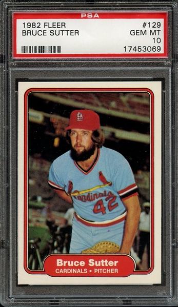 1982 FLEER 129 BRUCE SUTTER PSA GEM MT 10