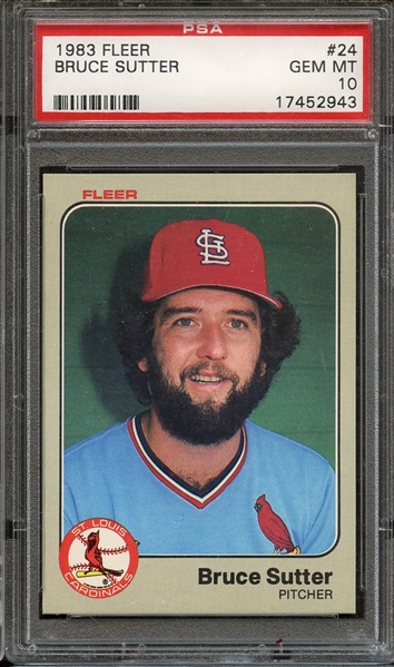 1983 FLEER 24 BRUCE SUTTER PSA GEM MT 10