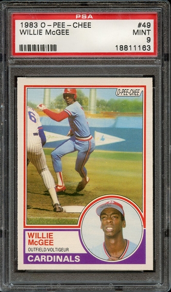 1983 O-PEE-CHEE 49 WILLIE McGEE PSA MINT 9