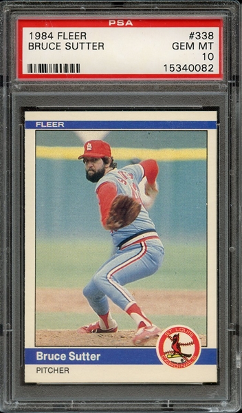 1984 FLEER 338 BRUCE SUTTER PSA GEM MT 10