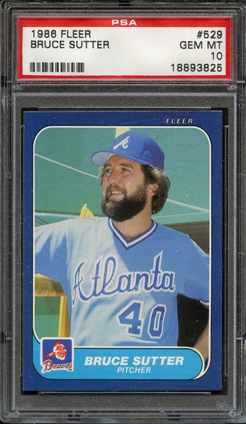 1986 FLEER 529 BRUCE SUTTER PSA GEM MT 10