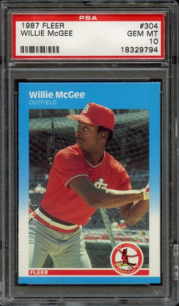 1987 FLEER 304 WILLIE McGEE PSA GEM MT 10