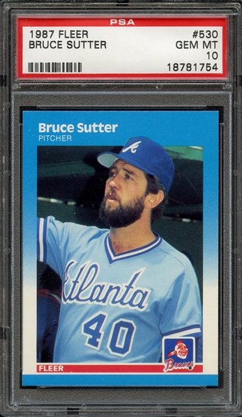 1987 FLEER 530 BRUCE SUTTER PSA GEM MT 10