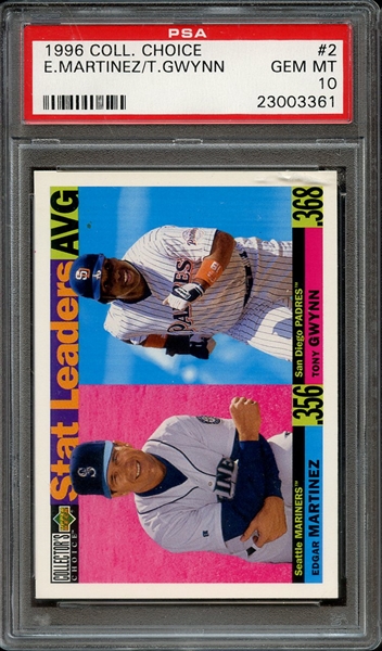 1996 COLLECTOR'S CHOICE 2 E.MARTINEZ/T.GWYNN PSA GEM MT 10