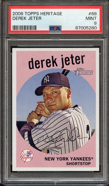 2008 TOPPS HERITAGE 68 DEREK JETER PSA MINT 9