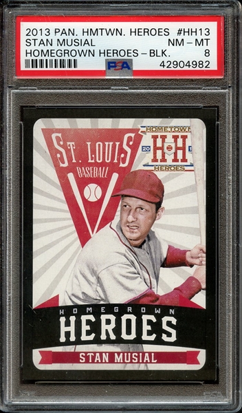 2013 PANINI HOMETOWN HEROES HOMEGROWN HEROES HH13 STAN MUSIAL HOMEGROWN HEROES-BLK. PSA NM-MT 8