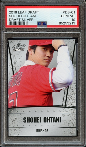 2018 LEAF DRAFT OHTANI DRAFT SILVER DS-01 SHOHEI OHTANI DRAFT SILVER PSA GEM MT 10