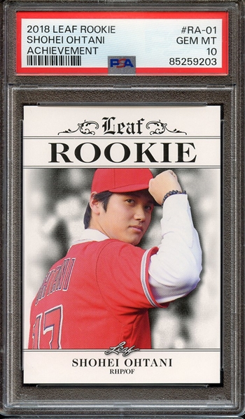 2018 LEAF ROOKIE OHTANI ACHIEVEMENT RA-01 SHOHEI OHTANI ACHIEVEMENT PSA GEM MT 10