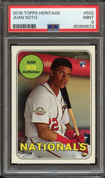 2018 TOPPS HERITAGE 502 JUAN SOTO PSA MINT 9