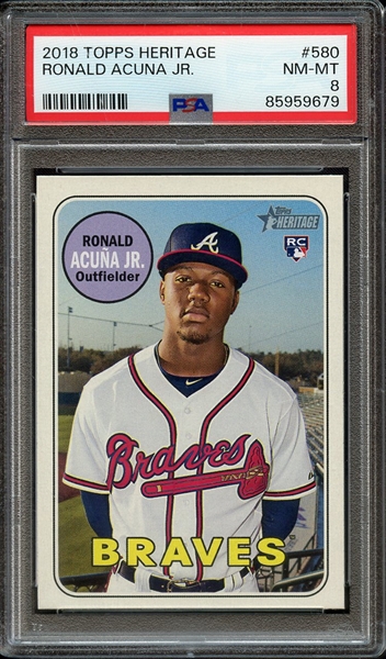 2018 TOPPS HERITAGE 580 RONALD ACUNA JR. PSA NM-MT 8