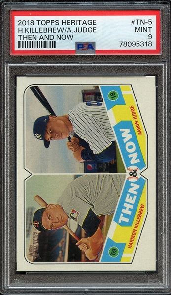 2018 TOPPS HERITAGE THEN AND NOW TN-5 H.KILLEBREW/A.JUDGE THEN AND NOW PSA MINT 9