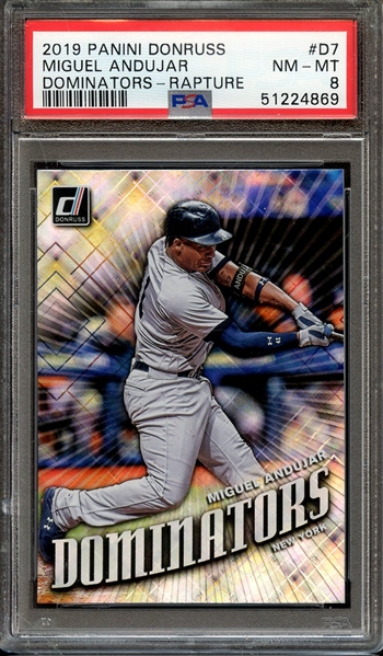 2019 PANINI DONRUSS DOMINATORS D7 MIGUEL ANDUJAR DOMINATORS-RAPTURE PSA NM-MT 8