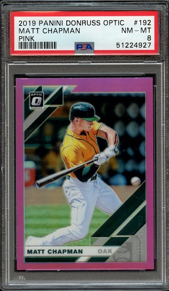 2019 PANINI DONRUSS OPTIC 192 MATT CHAPMAN PINK PSA NM-MT 8