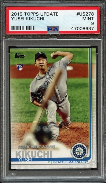 2019 TOPPS UPDATE US278 YUSEI KIKUCHI PSA MINT 9