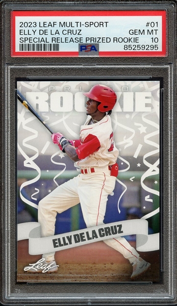 2023 LEAF MULTI-SPORT SPECIAL RELEASE PRIZED ROOKIE 1 ELLY DE LA CRUZ PSA GEM MT 10