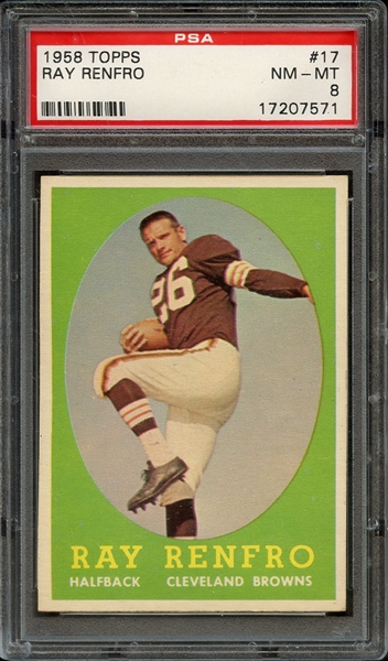 1958 TOPPS 17 RAY RENFRO PSA NM-MT 8