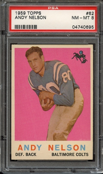 1959 TOPPS 62 ANDY NELSON PSA NM-MT 8