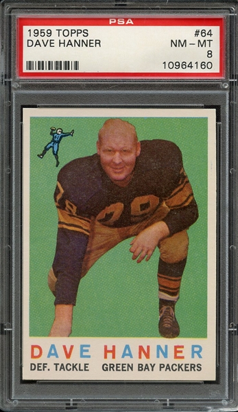 1959 TOPPS 64 DAVE HANNER PSA NM-MT 8