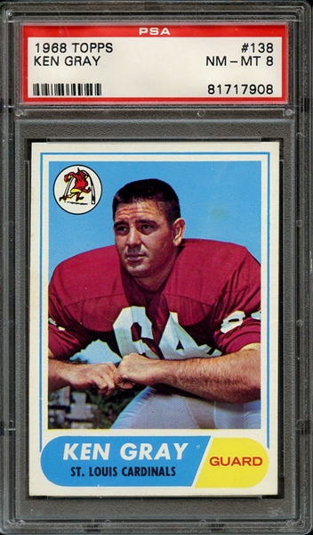 1968 TOPPS 138 KEN GRAY PSA NM-MT 8