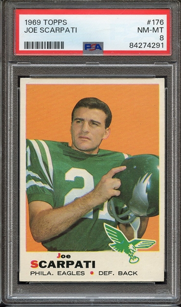 1969 TOPPS 176 JOE SCARPATI PSA NM-MT 8