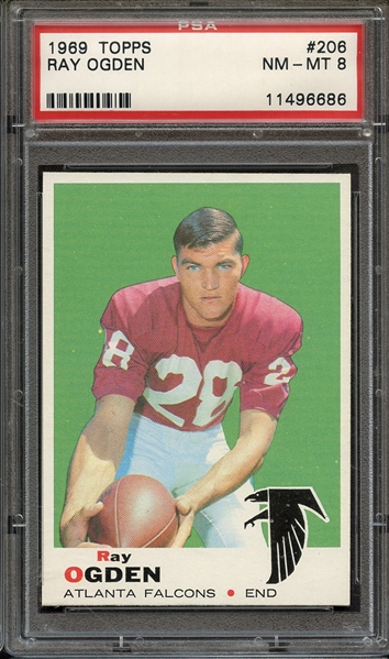 1969 TOPPS 206 RAY OGDEN PSA NM-MT 8