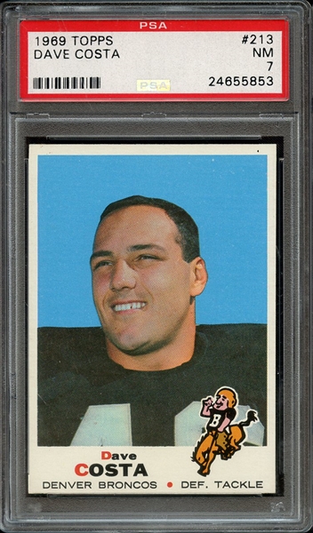 1969 TOPPS 213 DAVE COSTA PSA NM 7