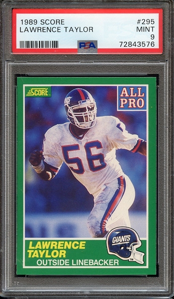 1989 SCORE 295 LAWRENCE TAYLOR PSA MINT 9