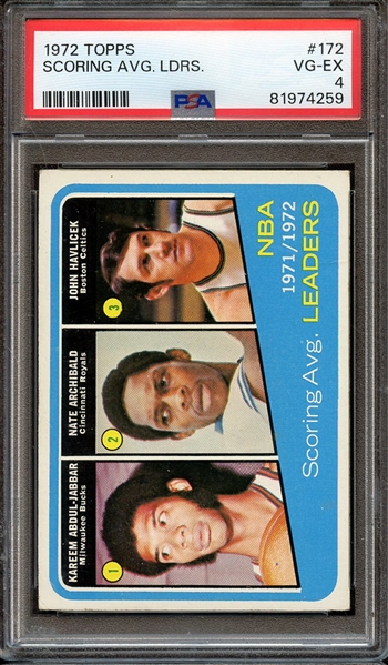 1972 TOPPS 172 SCORING AVG. LDRS. PSA VG-EX 4