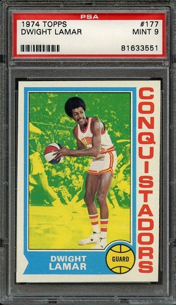 1974 TOPPS 177 DWIGHT LAMAR PSA MINT 9