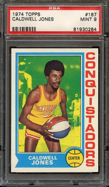 1974 TOPPS 187 CALDWELL JONES PSA MINT 9