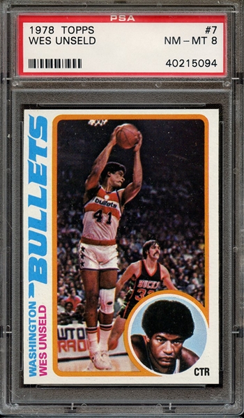 1978 TOPPS 7 WES UNSELD PSA NM-MT 8