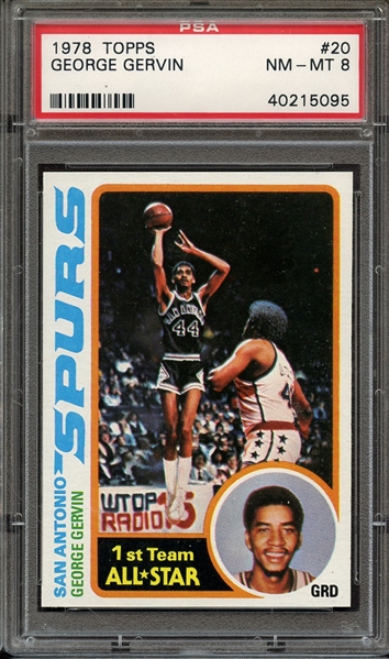 1978 TOPPS 20 GEORGE GERVIN PSA NM-MT 8