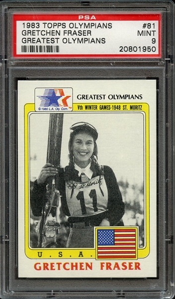 1983 TOPPS GREATEST OLYMPIANS 81 GRETCHEN FRASER GREATEST OLYMPIANS PSA MINT 9