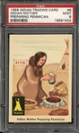 1959 INDIAN TRADING CARD 8 INDIAN MOTHER PREPARING PEMMICAN PSA MINT 9