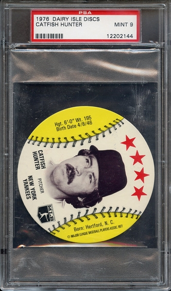 1976 DAIRY ISLE DISCS CATFISH HUNTER PSA MINT 9