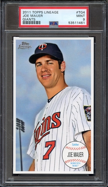 2011 TOPPS LINEAGE GIANTS TG4 JOE MAUER GIANTS PSA MINT 9