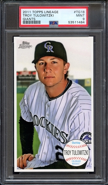 2011 TOPPS LINEAGE GIANTS TG18 TROY TULOWITZKI GIANTS PSA MINT 9