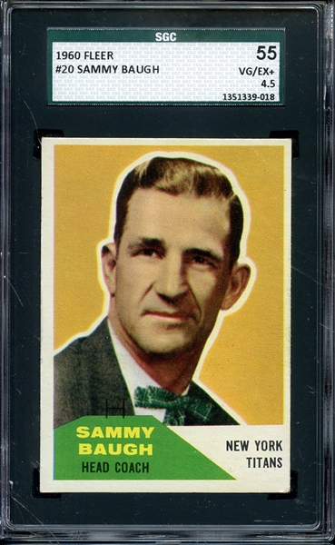 1960 FLEER 20 SAMMY BAUGH SGC VG/EX+ 55 / 4.5