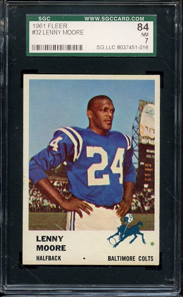 1961 FLEER 32 LENNY MOORE SGC NM 84 / 7