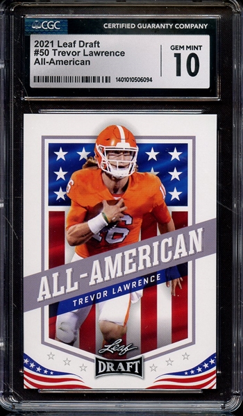 2021 LEAF DRAFT ALL AMERICAN 50 TREVOR LAWRENCE CGC GEM MINT 10