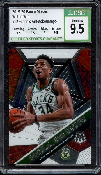 2019 PANINI MOSAIC WILL TO WIN 12 GIANNIS ANTETOKOUNMPO CSG GEM MINT 9.5