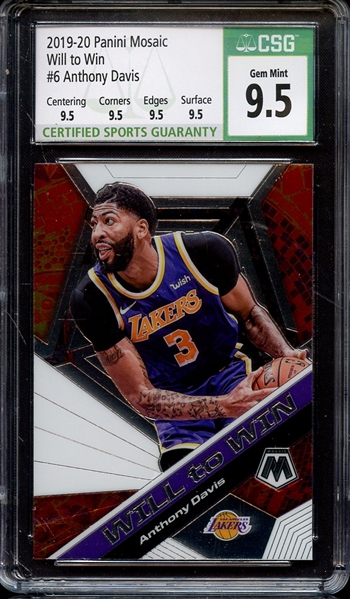 2019 PANINI MOSAIC WILL TO WIN 6 ANTHONY DAVIS CSG GEM MINT 9.5