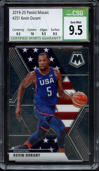 2019 PANINI MOSAIC 251 KEVIN DURANT CSG GEM MINT 9.5