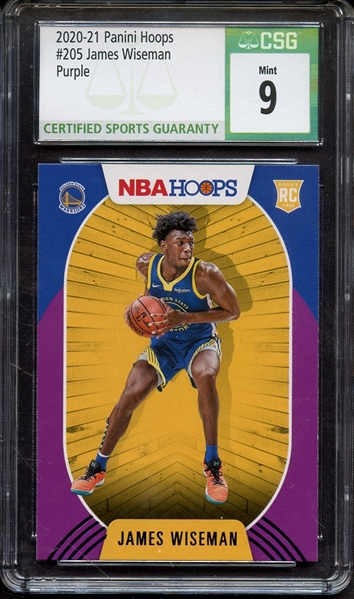 2020 PANINI HOOPS PURPLE 205 JAMES WISEMAN CSG MINT 9