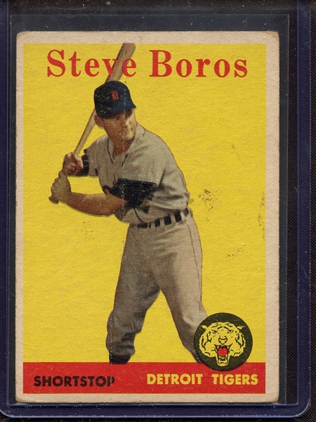 1958 TOPPS 81 STEVE BOROS YELLOW TEAM