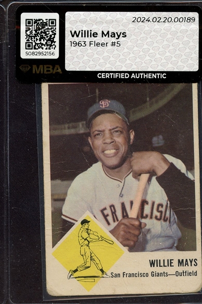 1963 FLEER 5 WILLIE MAYS MBA